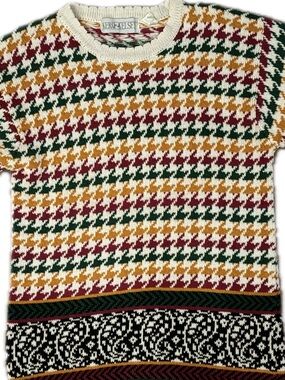 Vintage Multicolor Houndstooth Crewneck Sweater